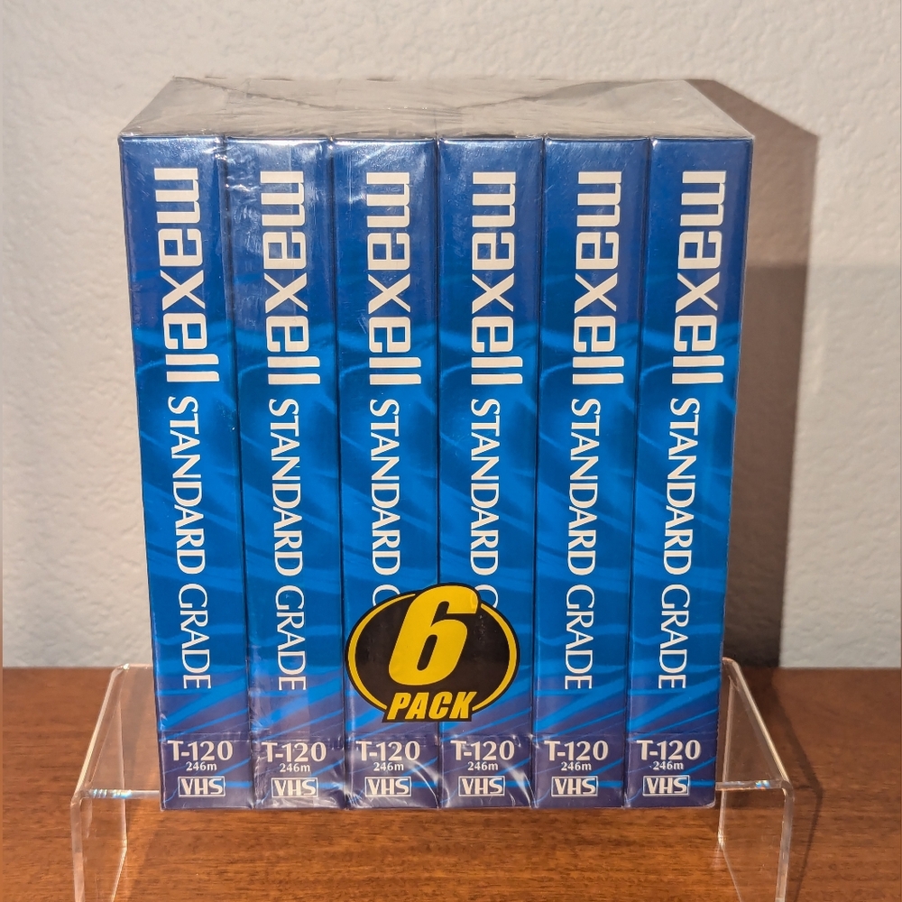 Maxell Standard 6 Pack VHS Tapes New In Sealed Packaging